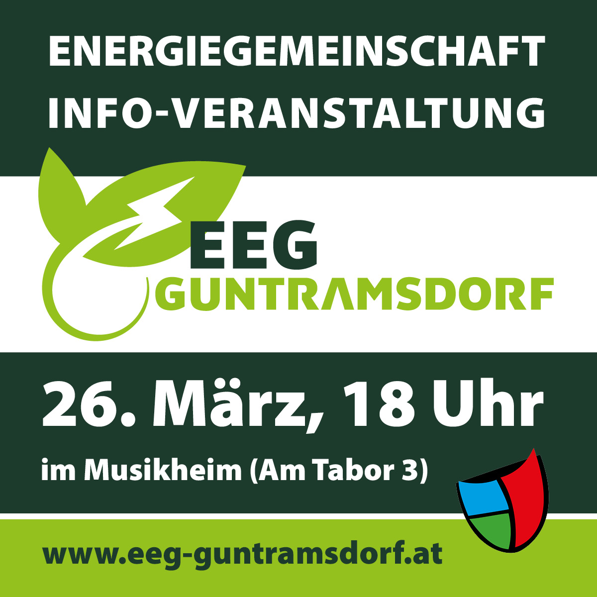 EEG Guntramsdorf Info-Veranstaltung, 26. März 2026, 18 Uhr, Musikheim Guntramsdorf